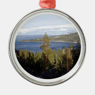 Scenic Lake Tahoe Deluxe Metal Tree Decoration