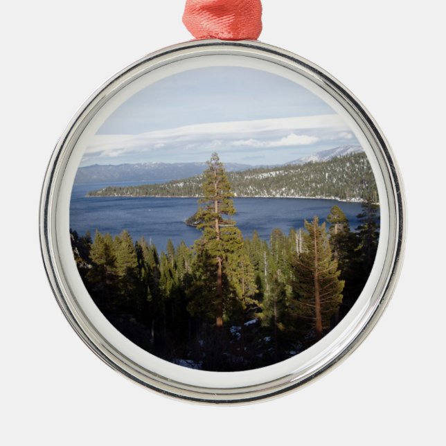 Scenic Lake Tahoe Deluxe Metal Tree Decoration (Front)