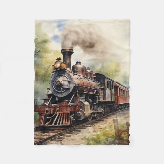 Scenic Landscape a Victorian Train Fleece Blanket (Front)