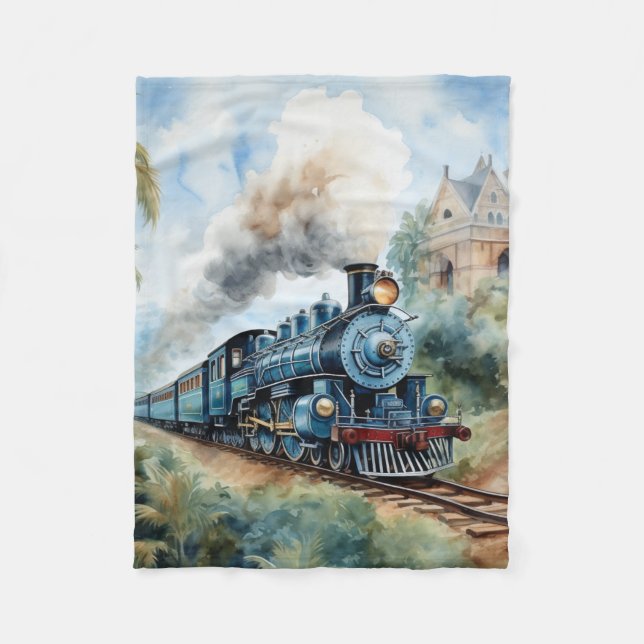 Scenic Landscape a Victorian Train Fleece Blanket (Front)