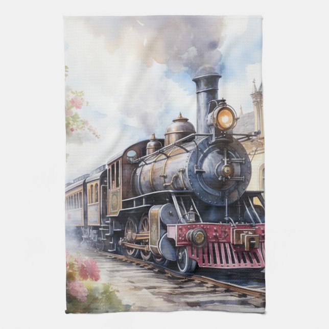 Scenic Landscape a Victorian Train Tea Towel (Vertical)