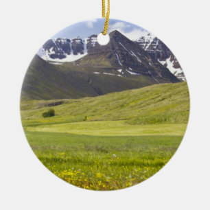 Scenic landscape of Svarfadardalur valley Ceramic Tree Decoration