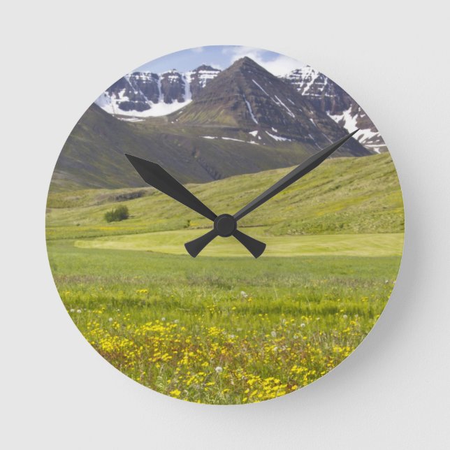 Scenic landscape of Svarfadardalur valley Round Clock (Front)