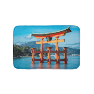 Scenic Landscape with Japanese Torii Gate Bath Mat