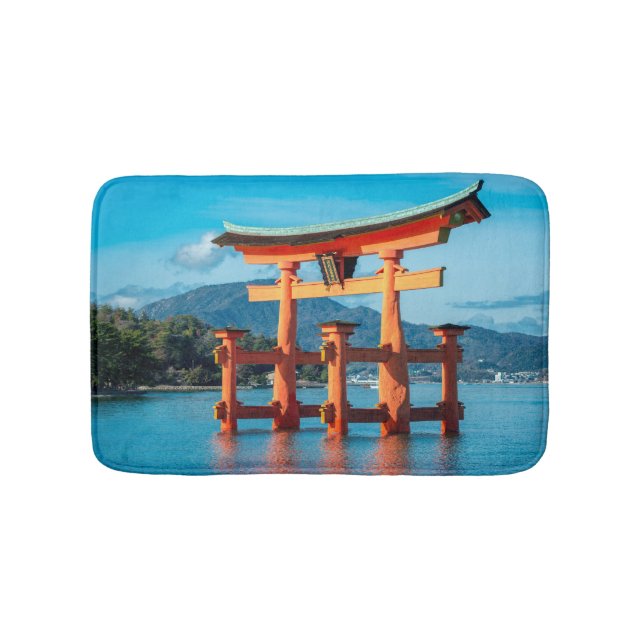 Scenic Landscape with Japanese Torii Gate Bath Mat (Front)