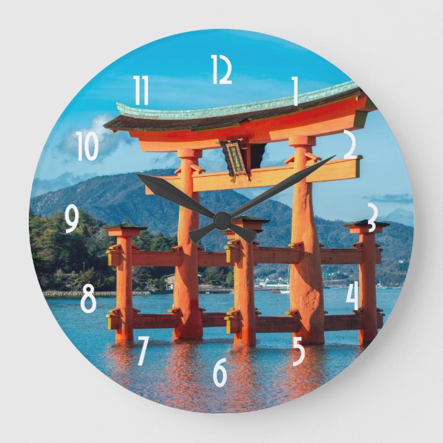 Scenic Landscape with Japanese Torii Gate Large Clock (Front)