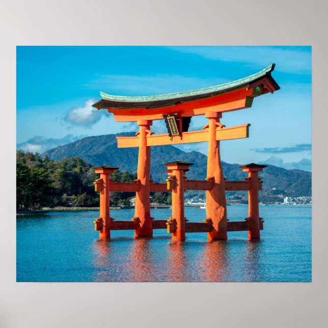Scenic Landscape with Japanese Torii Gate Poster (Front)