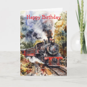 Scenic Landscape with Train Card