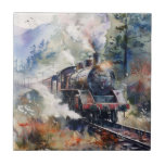 Scenic Landscape with Train Ceramic Tile<br><div class="desc">A lovely mountain landscape with a steam train</div>