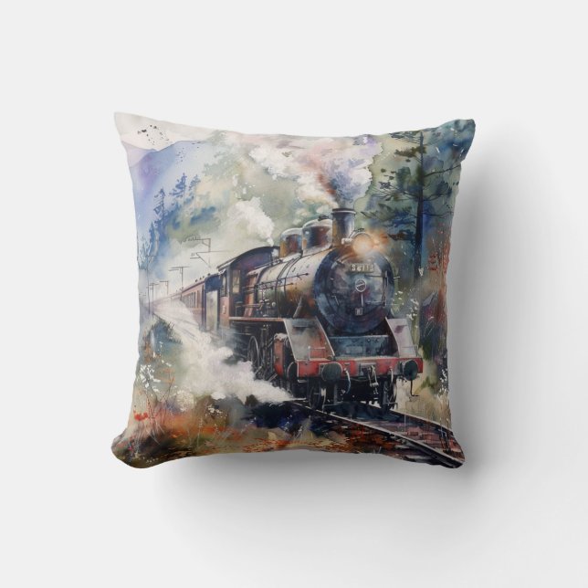 Scenic Landscape with Train Cushion (Front)