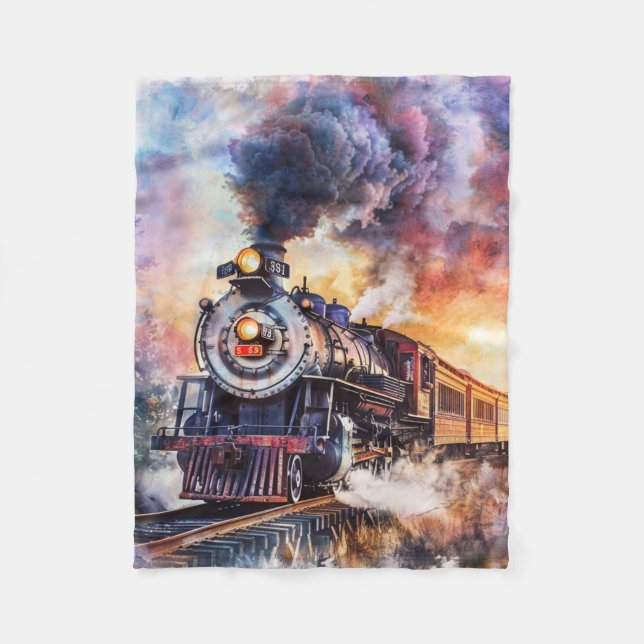 Scenic Landscape with Train Fleece Blanket (Front)