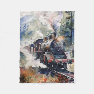Scenic Landscape with Train Fleece Blanket