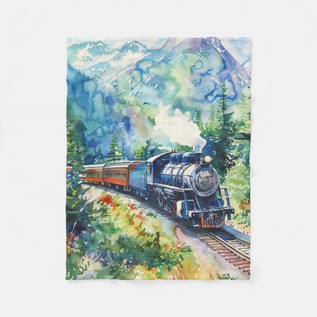 Scenic Landscape with Train Fleece Blanket (Front)