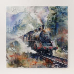 Scenic Landscape with Train Jigsaw Puzzle<br><div class="desc">A lovely mountain landscape with a steam train</div>