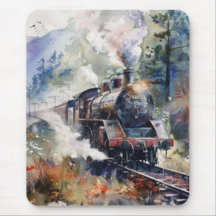 Scenic Landscape with Train Mouse Pad