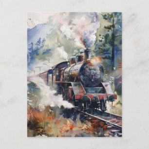 Scenic Landscape with Train Postcard