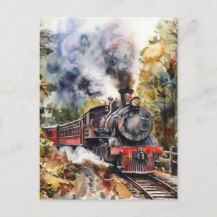 Scenic Landscape with Train Postcard