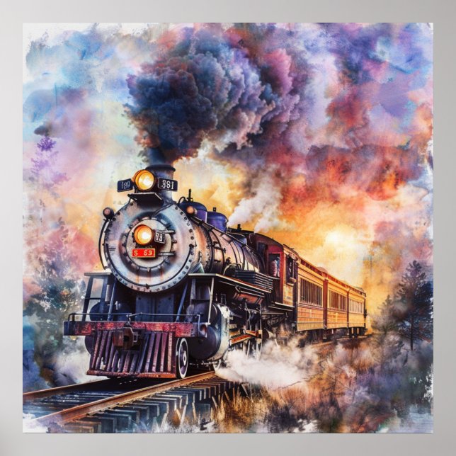 Scenic Landscape with Train Poster (Front)