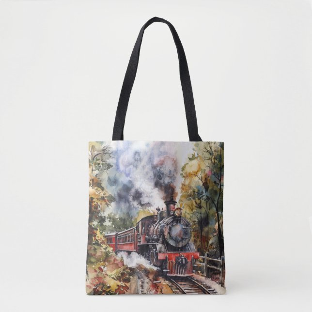 Scenic Landscape with Train Tote Bag (Front)