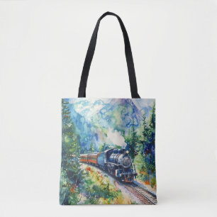 Scenic Landscape with Train Tote Bag