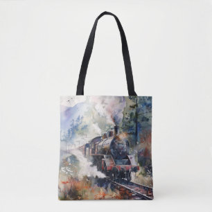 Scenic Landscape with Train Tote Bag