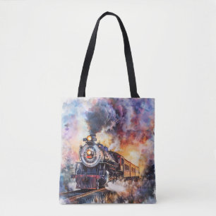 Scenic Landscape with Train Tote Bag