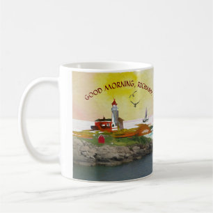 Scenic Lighthouse Seascape Nautical Name Coffee Mug