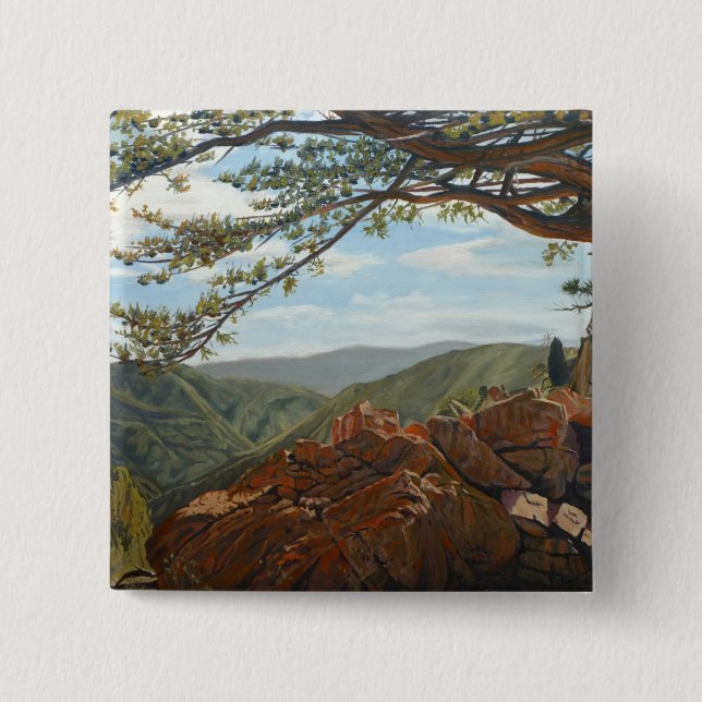 Scenic Lookout Mountain Pastoral Landscape Vista 15 Cm Square Badge (Front)