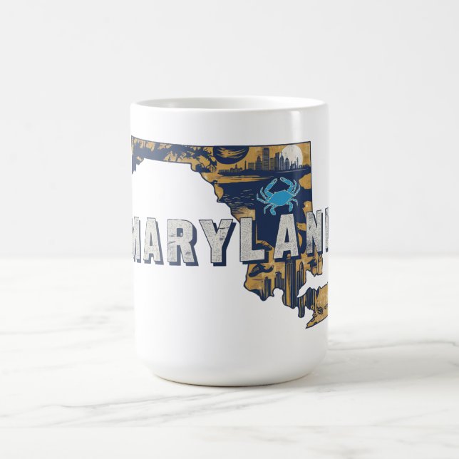 Scenic Maryland Retro Silhouette  Coffee Mug (Center)