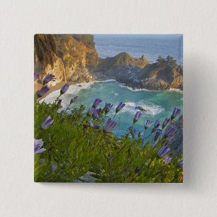 Scenic McWay Falls tumbles into the beach and 15 Cm Square Badge