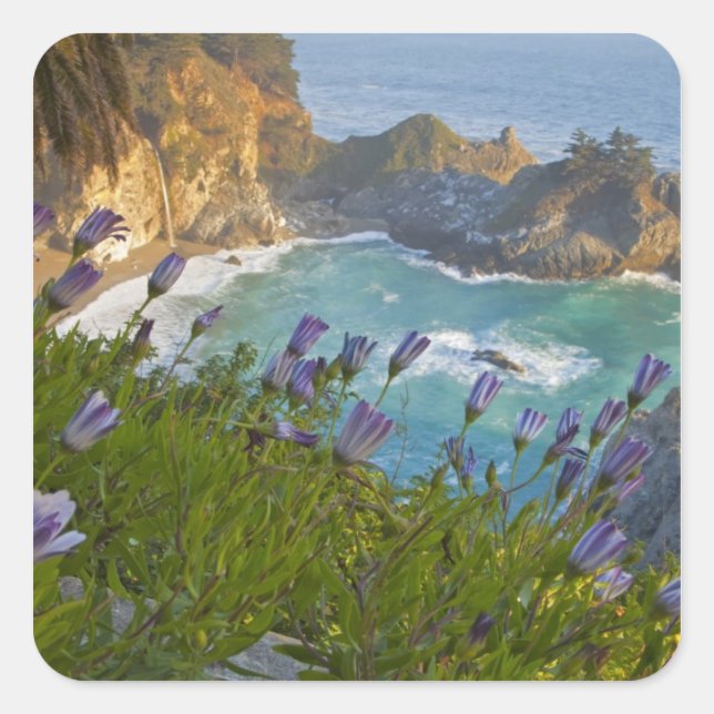 Scenic McWay Falls tumbles into the beach and Square Sticker (Front)