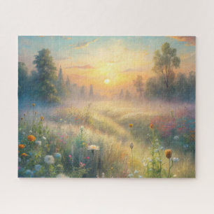 Scenic Meadow with Flowers Jigsaw Puzzle