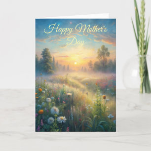 Scenic Meadow with Flowers Mother's Day Holiday Card
