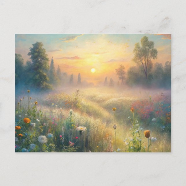 Scenic Meadow with Flowers Postcard (Front)