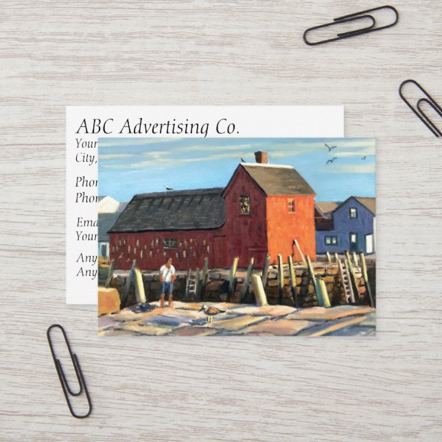 Scenic Motif #1 Rockport Fishing Shack Business Card (Front/Back In Situ)