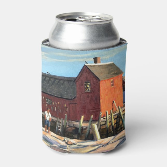Scenic Motif #1 Rockport Fishing Shack Can Cooler (Can Front)