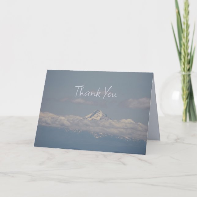Scenic Mount Hood Mountain Photo Casual Typography Thank You Card (Front)