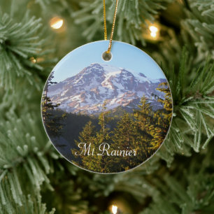 Scenic Mount Rainier Holiday Ceramic Ornament