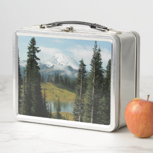 Scenic Mount Rainier Landscape Metal Lunch Box