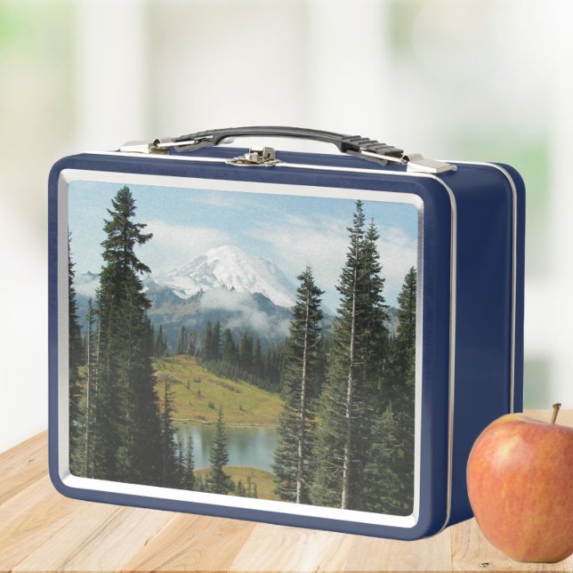 Scenic Mount Rainier Landscape Metal Lunch Box (In Situ Apple)