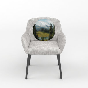 Scenic Mount Rainier Landscape Round Cushion