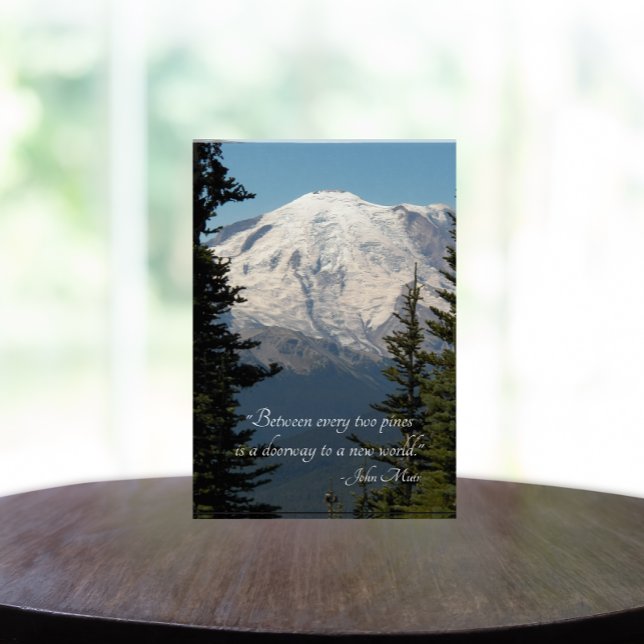 Scenic Mount Rainier with John Muir Quote Photo Block (In Situ)