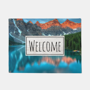 Scenic Mountain & Lake Landscape Photo Welcome Doormat
