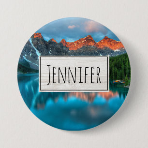 Scenic Mountain & Lake Landscape Photograph 7.5 Cm Round Badge