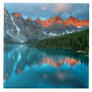 Scenic Mountain & Lake Landscape Photograph Ceramic Tile