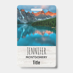 Scenic Mountain & Lake Landscape Photograph ID Badge