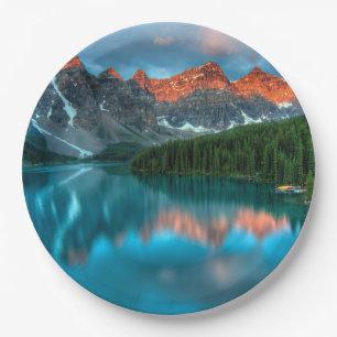 Scenic Mountain & Lake Landscape Photograph Paper Plate