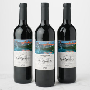 Scenic Mountain & Lake Landscape Photograph Winery Wine Label