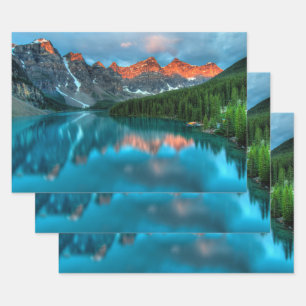 Scenic Mountain & Lake Landscape Photograph Wrapping Paper Sheet