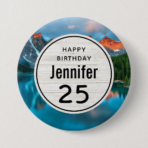 Scenic Mountain & Lake Photograph Birthday 7.5 Cm Round Badge